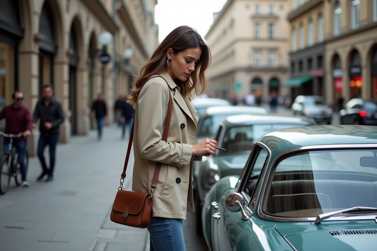 Femme vérifiant ses clés à côté d