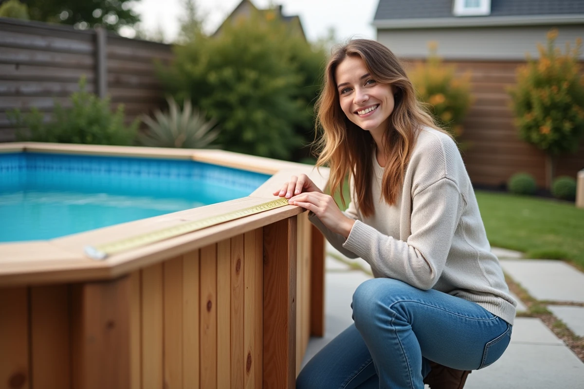 Jeune femme mesurant le bord d