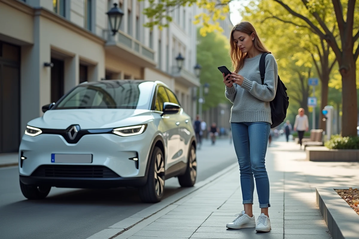 Jeune femme utilisant son smartphone près d