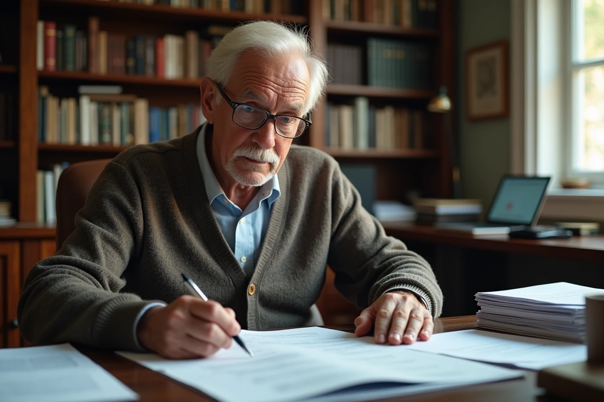 Homme âgé remplissant une déclaration d