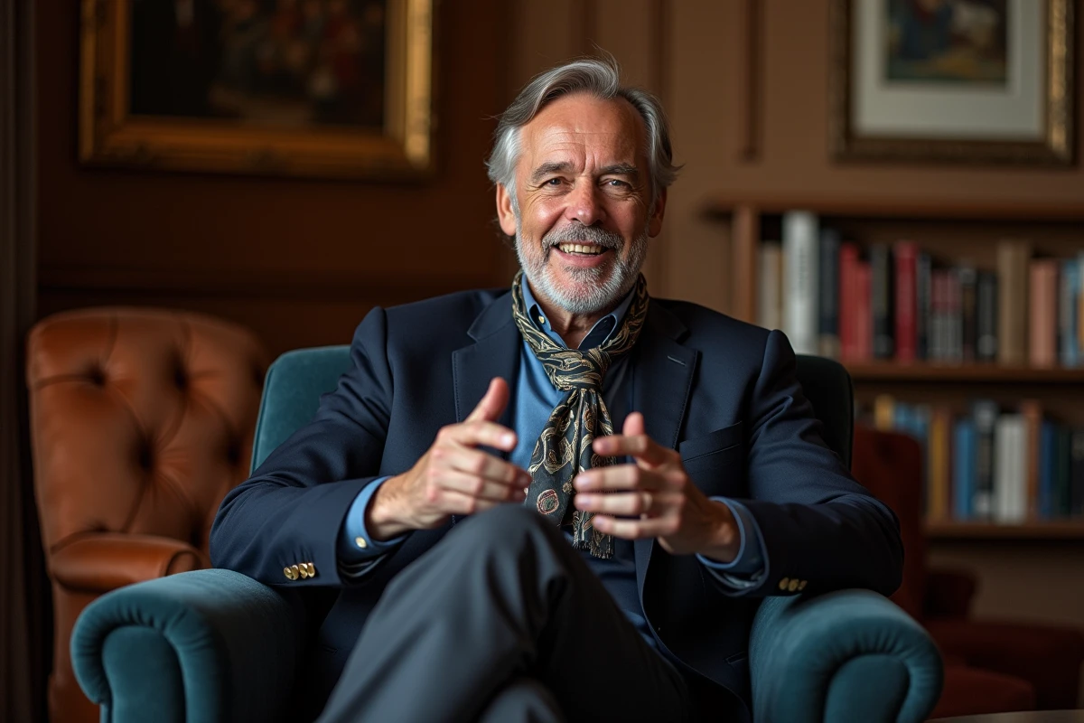 Homme distingué en lounge avec blazer navy