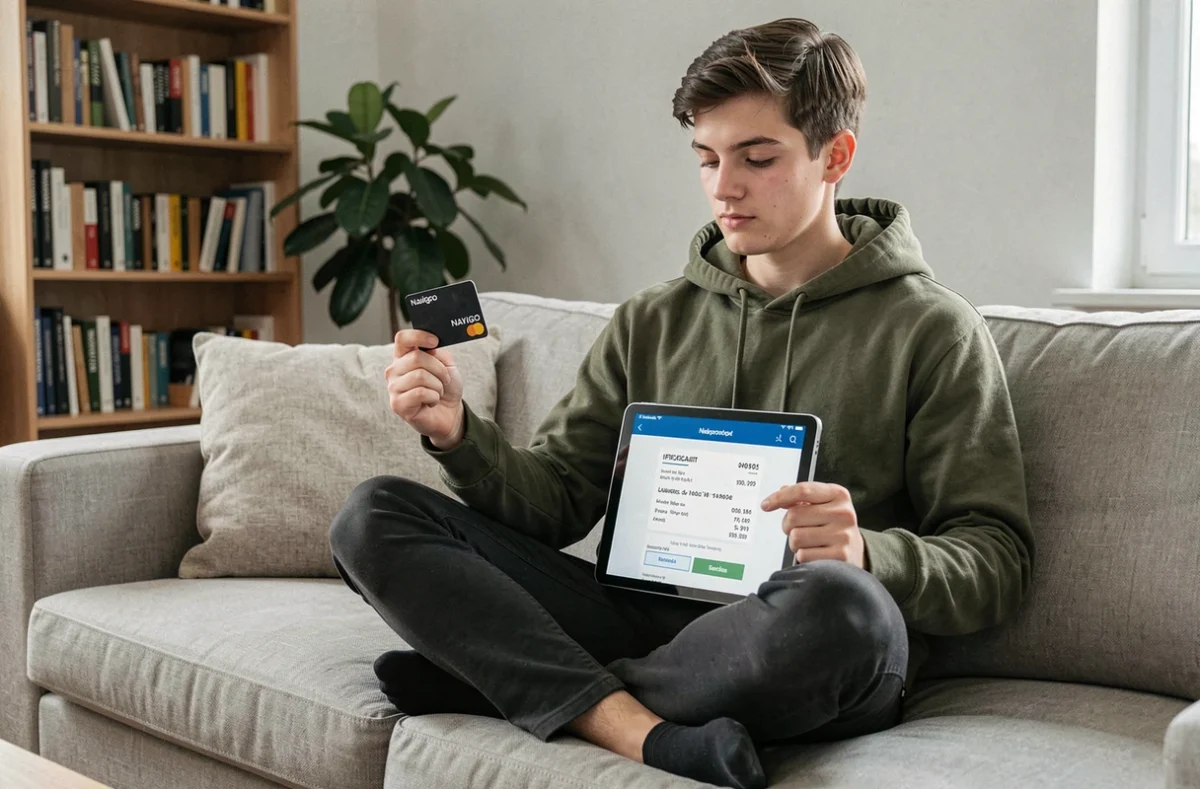Jeune personne téléchargeant un justificatif Navigo sur tablette depuis chez elle